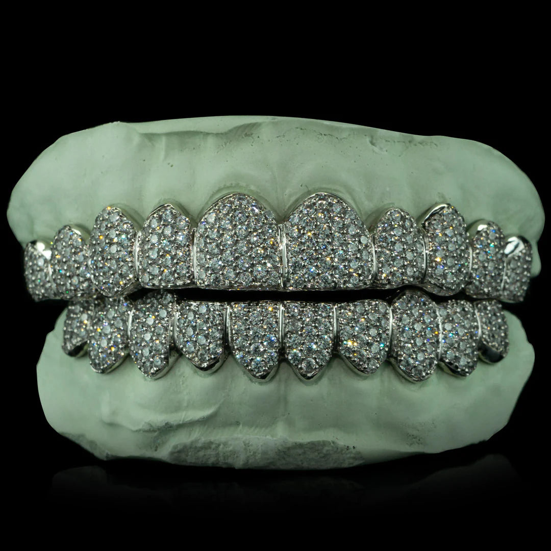 FULLY BUSTDOWN ICED GRILLZ ZIG ZAG SETTING CHOOSE YOUR DIAMOND