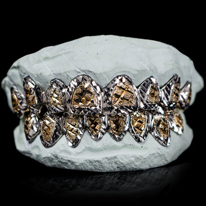 White gold grillz with diamond dust hotsell